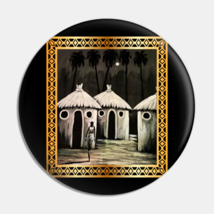 Mud Hut, African Artwork Pin