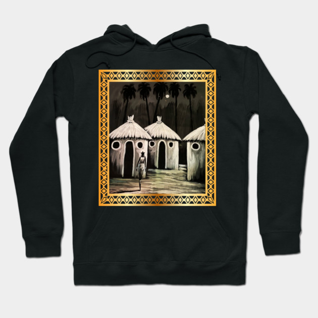 Mud Hut, African Artwork Hoodie by logiamerch