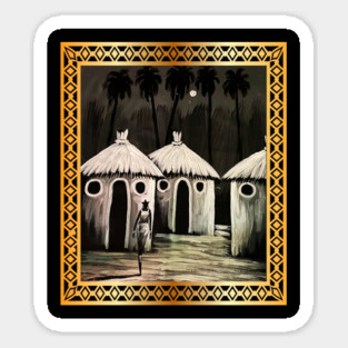 Mud Hut, African Artwork Sticker