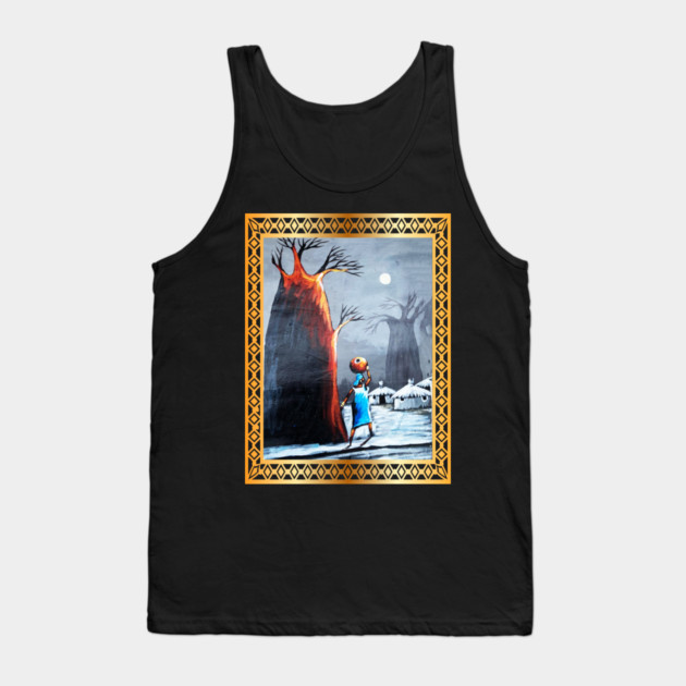African Artwork, African Woman with Tree Tank Top by logiamerch