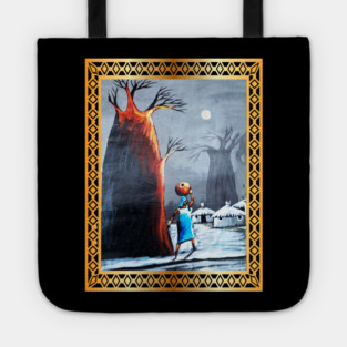 African Artwork, African Woman with Tree Tote