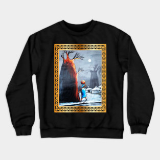 African Artwork, African Woman with Tree Crewneck Sweatshirt