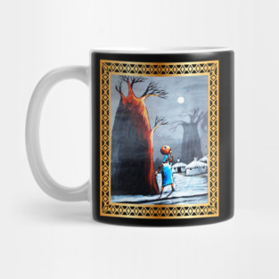 African Artwork, African Woman with Tree Mug