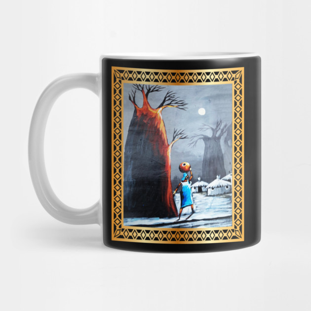 African Artwork, African Woman with Tree by logiamerch