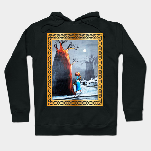 African Artwork, African Woman with Tree Hoodie by logiamerch