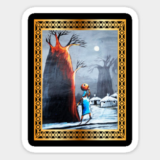 African Artwork, African Woman with Tree Sticker