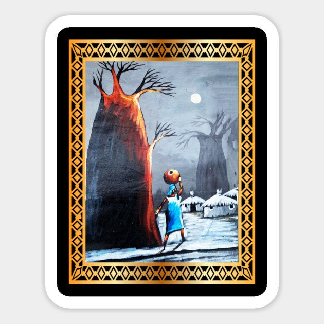 African Artwork, African Woman with Tree Magnet by logiamerch
