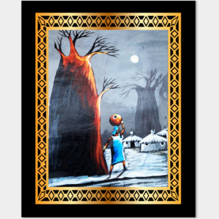 African Artwork, African Woman with Tree Posters and Art