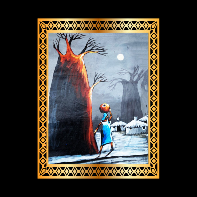 African Artwork, African Woman with Tree by logiamerch