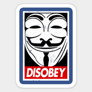 V For Vendetta Guy Fawkes Mask Disobey Sticker