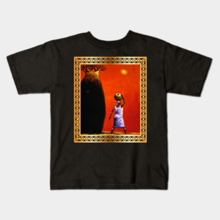 African Woman Artwork, African Tree Sunset Kids T-Shirt