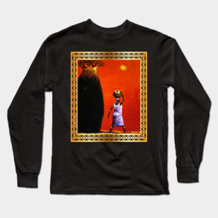 African Woman Artwork, African Tree Sunset Long Sleeve T-Shirt
