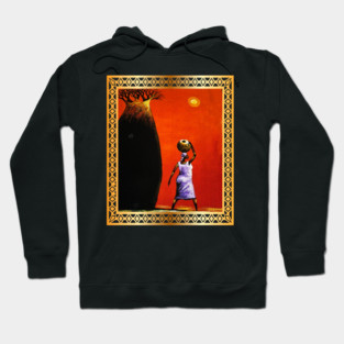 African Woman Artwork, African Tree Sunset Hoodie