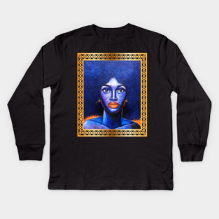 Afro African Woman, Afro Hair, African Artwork Kids Long Sleeve T-Shirt