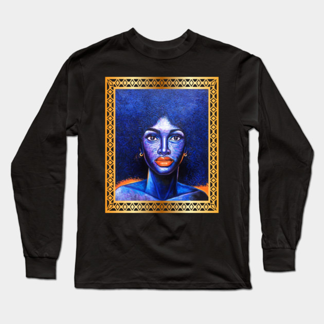 Afro African Woman, Afro Hair, African Artwork Long Sleeve T-Shirt by logiamerch