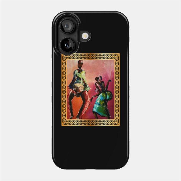 African Man and Woman Dancing, Playing Drums Phone Case by logiamerch