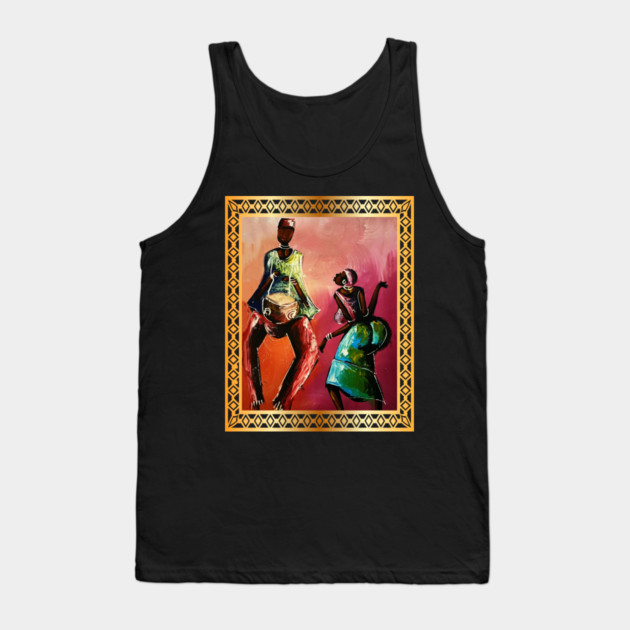 African Man and Woman Dancing, Playing Drums Tank Top by logiamerch