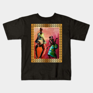 African Man and Woman Dancing, Playing Drums Kids T-Shirt