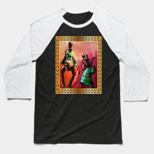 African Man and Woman Dancing, Playing Drums Baseball T-Shirt