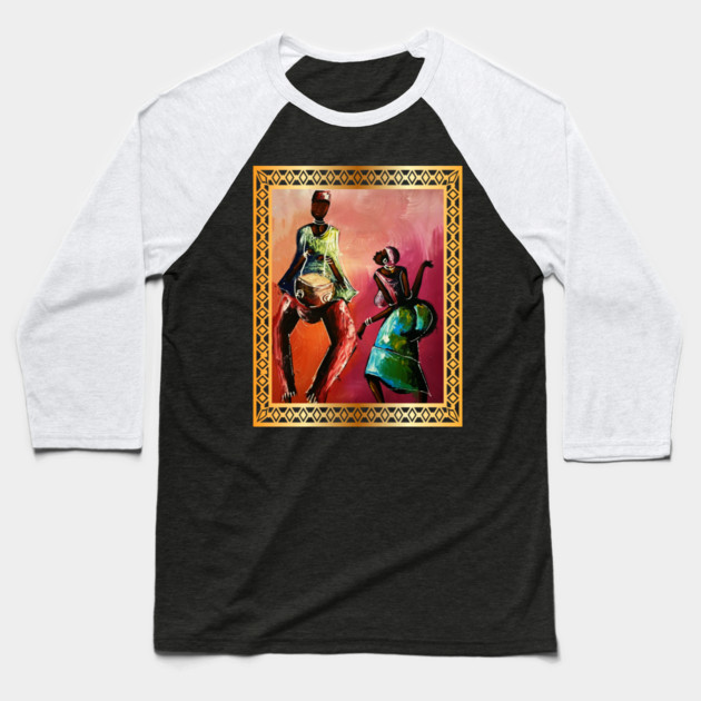African Man and Woman Dancing, Playing Drums Baseball T-Shirt by logiamerch
