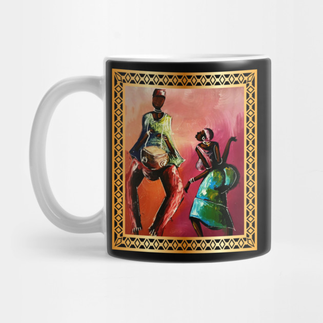 African Man and Woman Dancing, Playing Drums by logiamerch