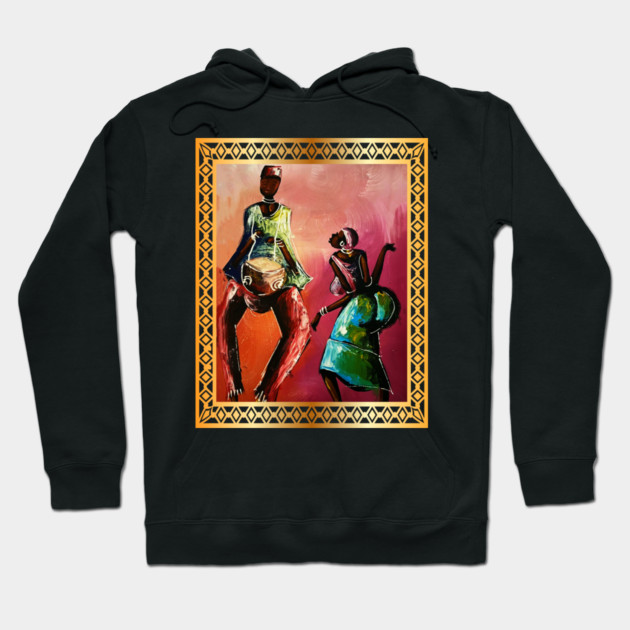 African Man and Woman Dancing, Playing Drums Hoodie by logiamerch