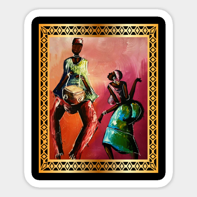 African Man and Woman Dancing, Playing Drums Magnet by logiamerch