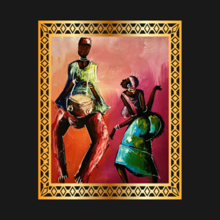 African Man and Woman Dancing, Playing Drums T-Shirt