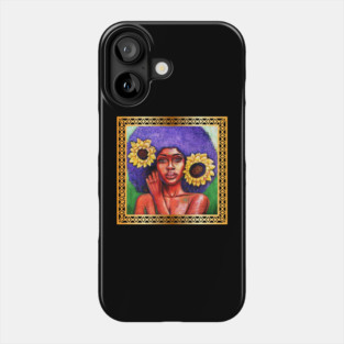 Beautiful African Woman with Sun Flowers Phone Case