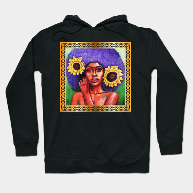 Beautiful African Woman with Sun Flowers Hoodie by logiamerch