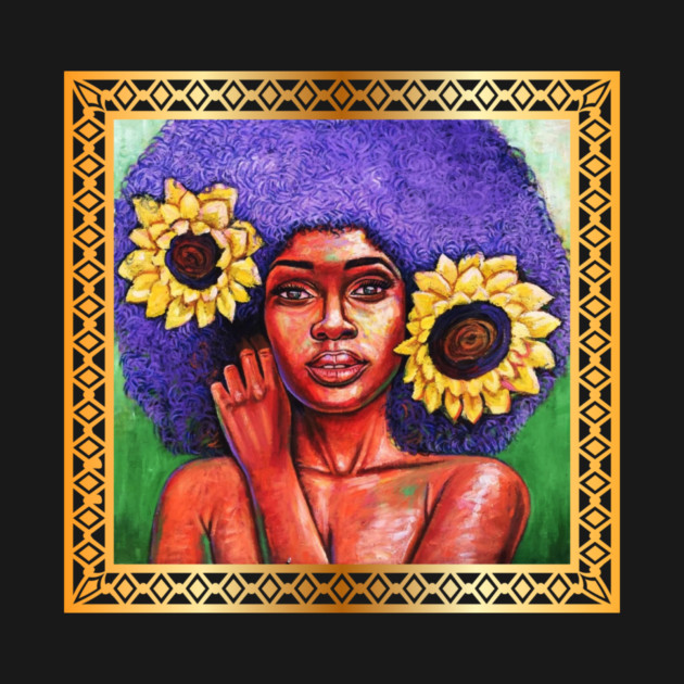 Beautiful African Woman with Sun Flowers by logiamerch