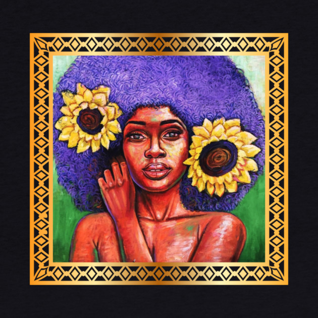 Beautiful African Woman with Sun Flowers by logiamerch