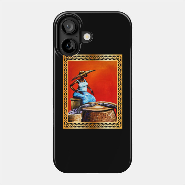 African Woman Selling Fish, African Artwork Phone Case by logiamerch