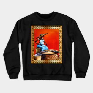 African Woman Selling Fish, African Artwork Crewneck Sweatshirt
