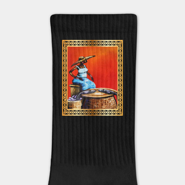 African Woman Selling Fish, African Artwork by logiamerch