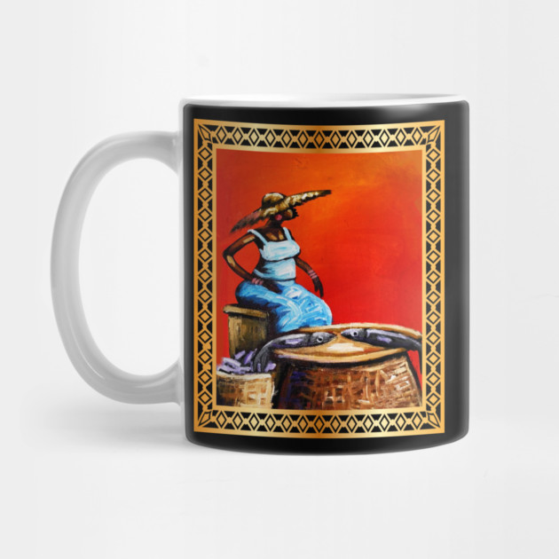 African Woman Selling Fish, African Artwork by logiamerch
