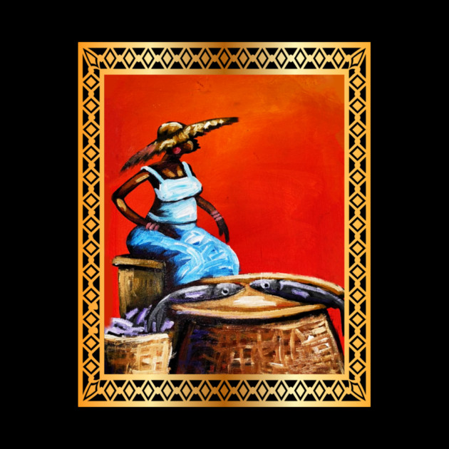 African Woman Selling Fish, African Artwork by logiamerch