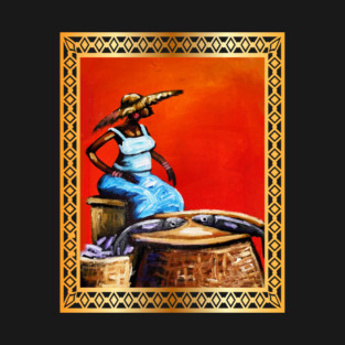 African Woman Selling Fish, African Artwork T-Shirt
