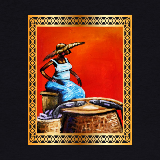 African Woman Selling Fish, African Artwork by logiamerch