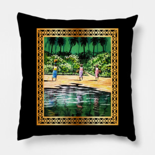 African Artwork, Forest Design Pillow