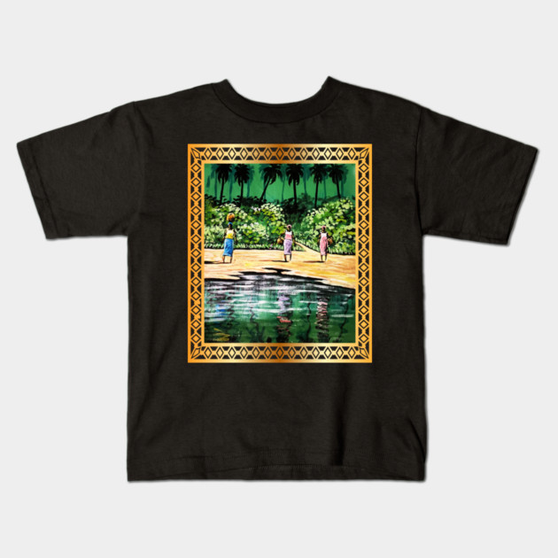 African Artwork, Forest Design Kids T-Shirt by logiamerch