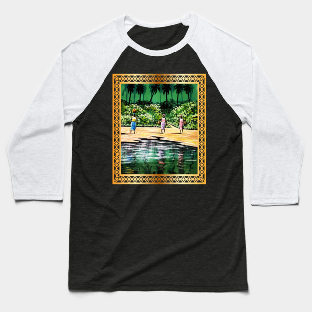 African Artwork, Forest Design Baseball T-Shirt by logiamerch