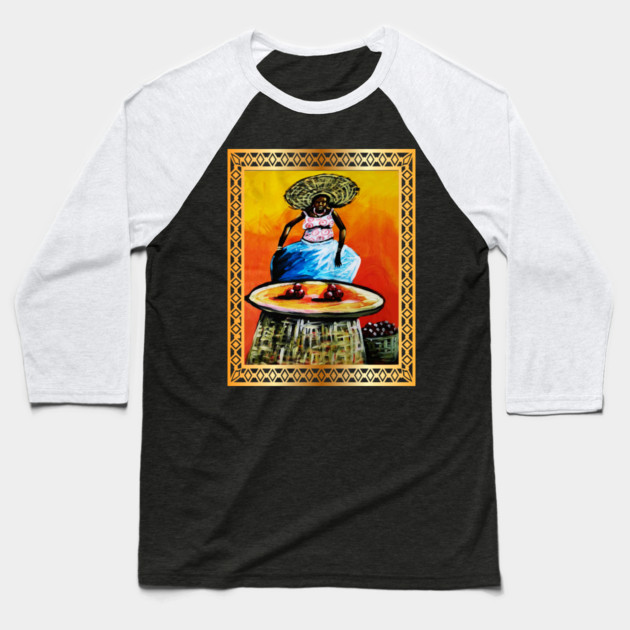 African Woman selling fruits Baseball T-Shirt by logiamerch