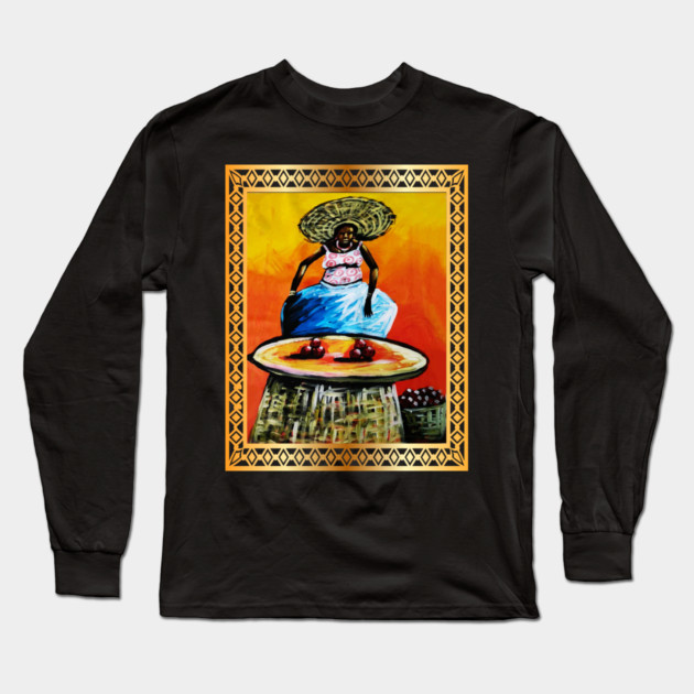 African Woman selling fruits Long Sleeve T-Shirt by logiamerch