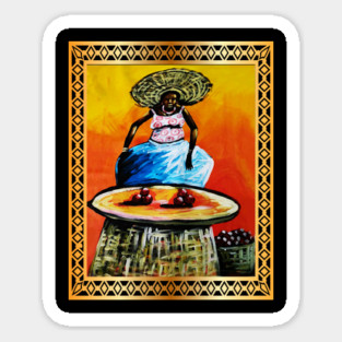 African Woman selling fruits Sticker