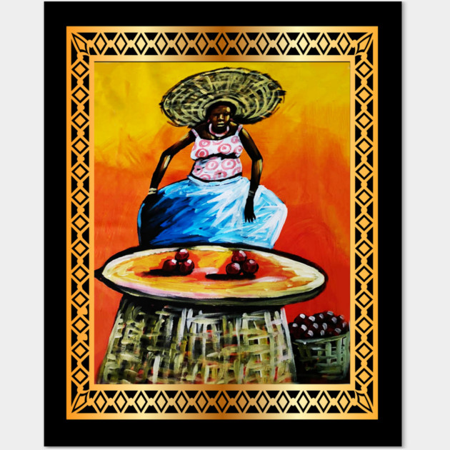African Woman selling fruits Wall Art by logiamerch