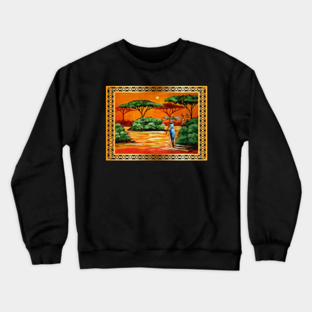 African Artwork, African Women Crewneck Sweatshirt by logiamerch