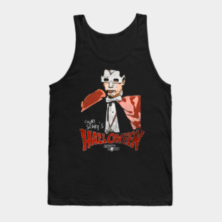 Count Scary's Halloween 80s Horror Movie Radio Host Tank Top