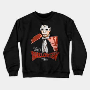 Count Scary's Halloween 80s Horror Movie Radio Host Crewneck Sweatshirt