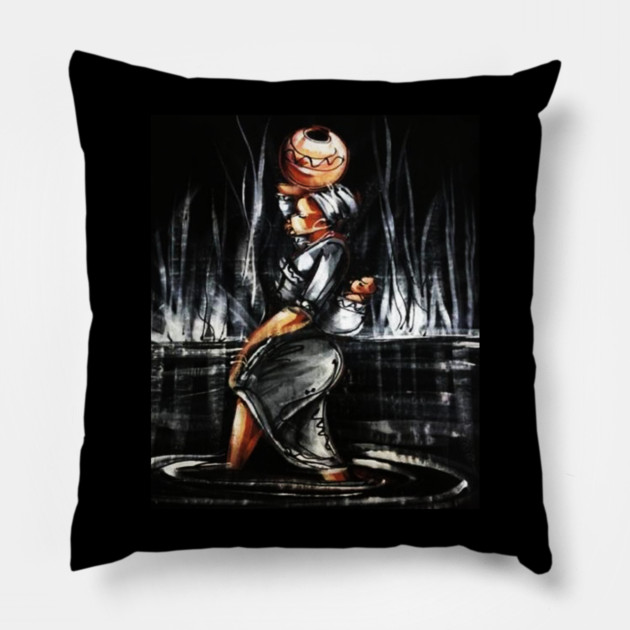 African Woman Carrying Child, African Black History Art Pillow by logiamerch
